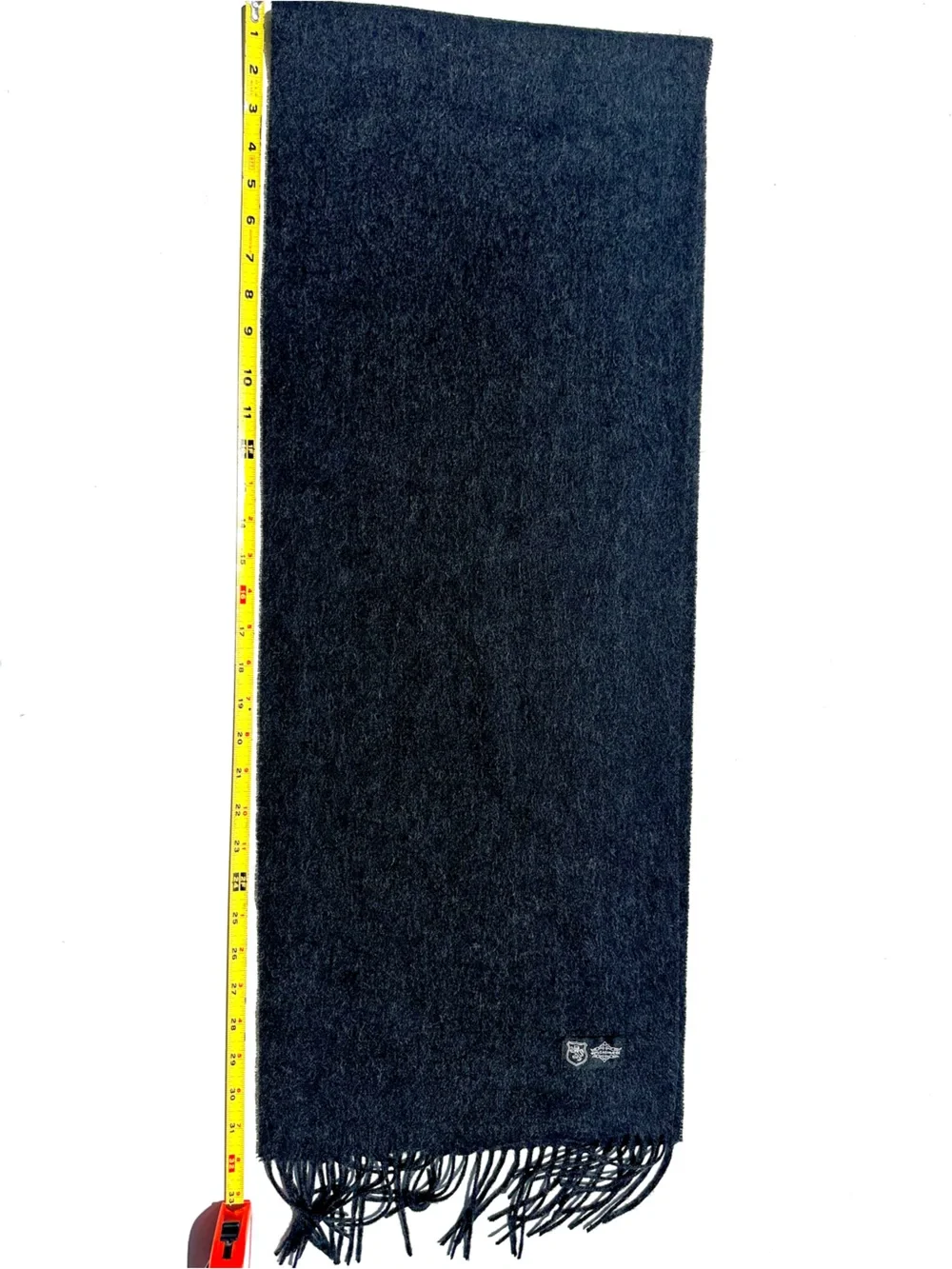 100% Cashmere Black Classic Men's Fringed Scarf, 64”x12”